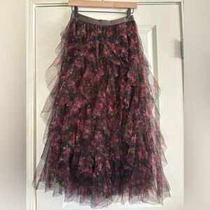 Amber Sky Romantic Floral Layered Tulle Women's Skirt Size Medium